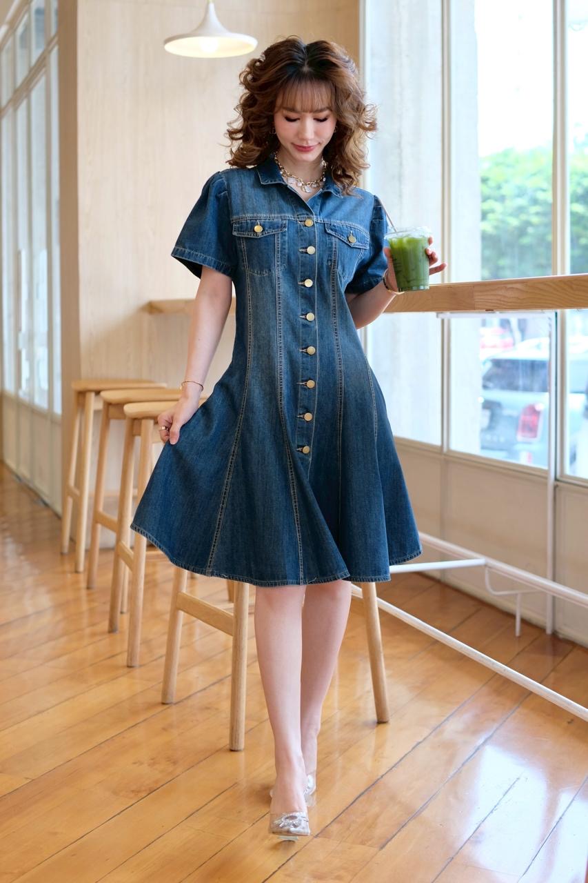 Urban Indigo Shirt Dress-Dark Blue