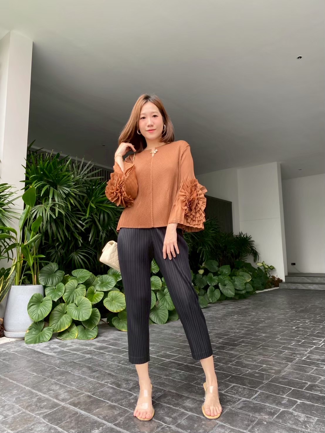 Rust Ruffle Charm Top