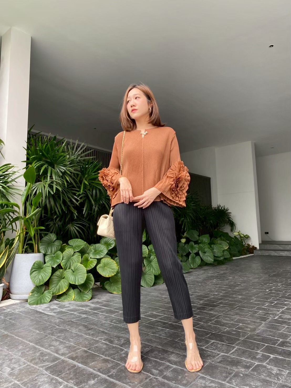 Rust Ruffle Charm Top